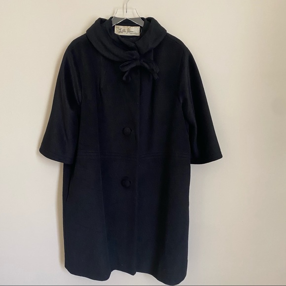 LILLI ANN PARIS black mock neck bow swing coat - Picture 5 of 11